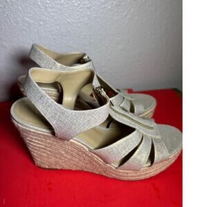 Michael Kors Golden Beige Espadrille Sandals Womens Damita Wedge NWOT